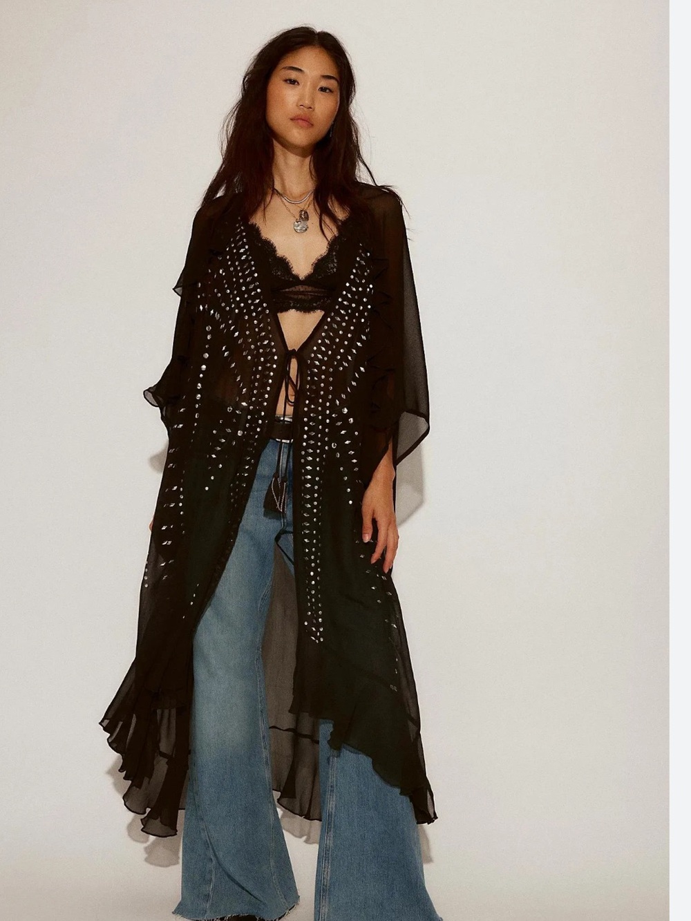 Free People Billie Studded Duster Kimono